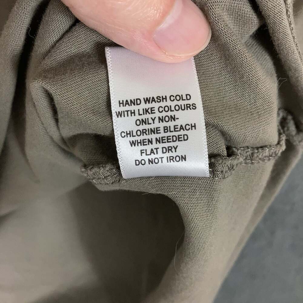 Essentials Fear of God Mens Logo Polo Shirt Taupe Olive Green XL Short Sleeve - Picture 7 of 10